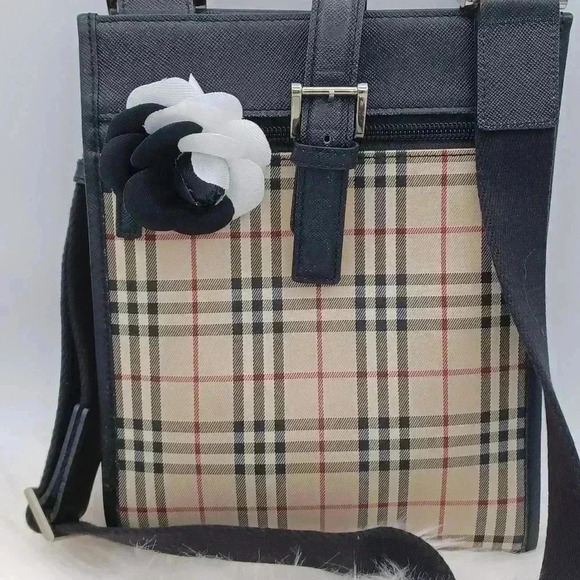 Burberry Nova Check Shoulder Bag Messenger Bag Diagonal Black Brown Flap - Picture 2 of 10